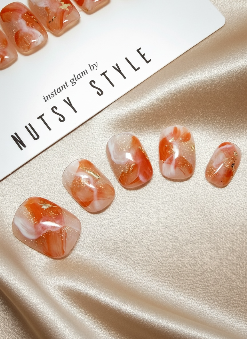 No. 10 – Peach Ember (Extra Short Squoval)