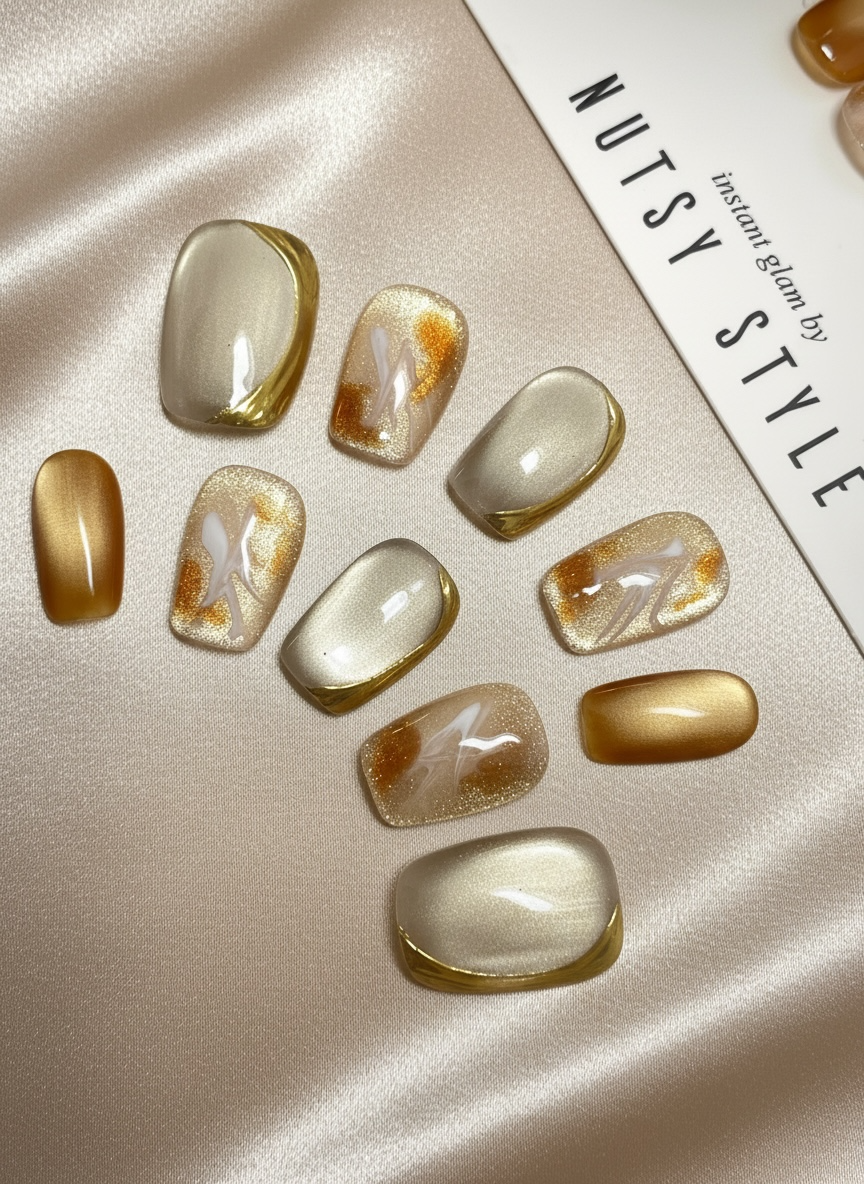 No. 8 – Golden Veil Marble (Short Square)