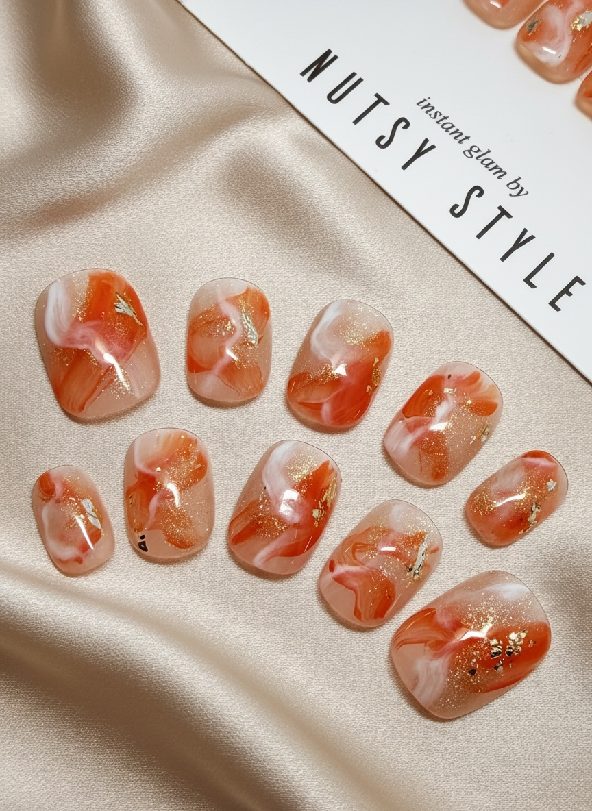 No. 10 – Peach Ember (Extra Short Squoval)