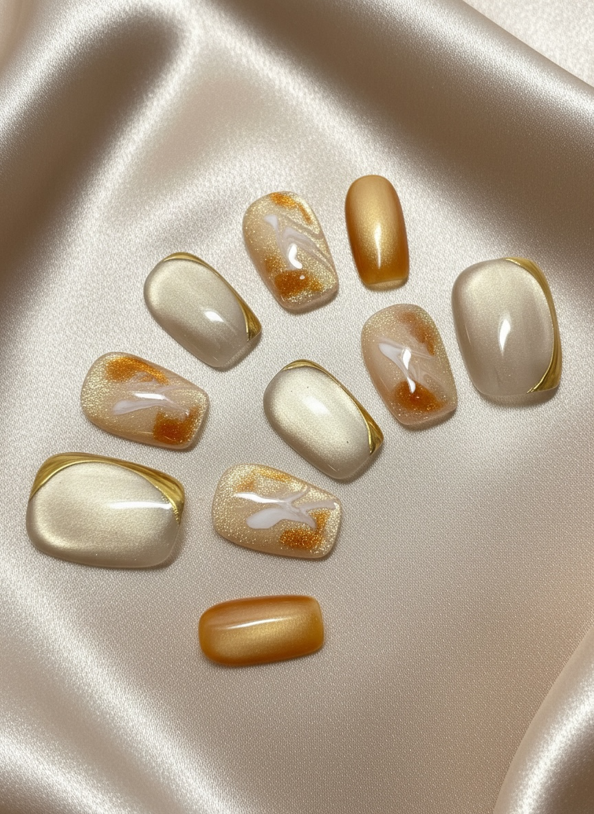 No. 8 – Golden Veil Marble (Short Square)