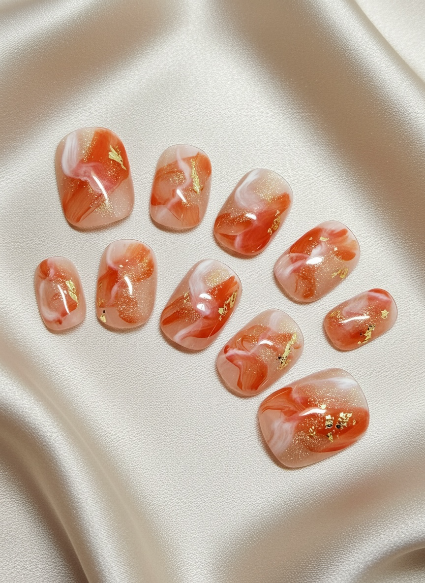 No. 10 – Peach Ember (Extra Short Squoval)