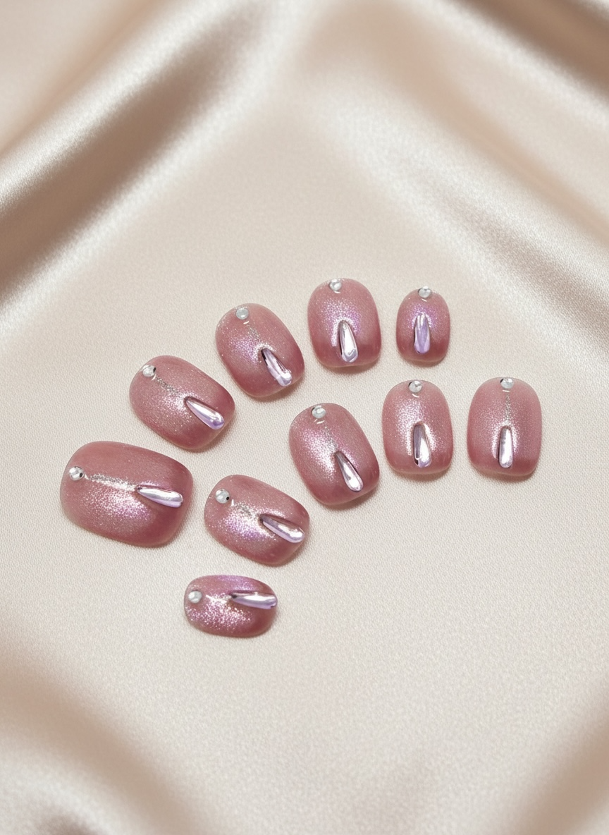 No. 4 – Rosé Glimmer Drop (Extra Short Squoval)