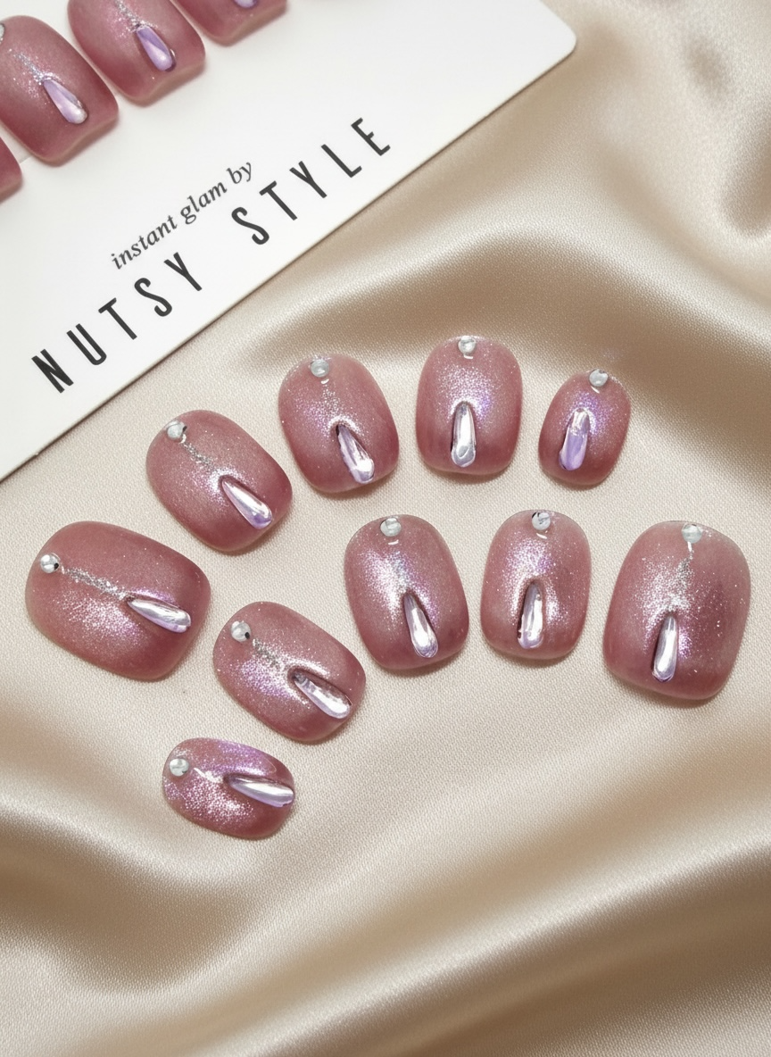 No. 4 – Rosé Glimmer Drop (Extra Short Squoval)