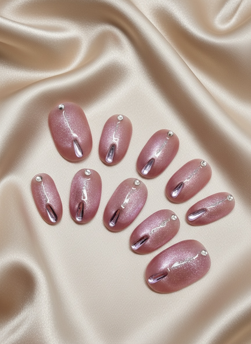 No. 6 – Rosé Glimmer Drop (Short Oval)