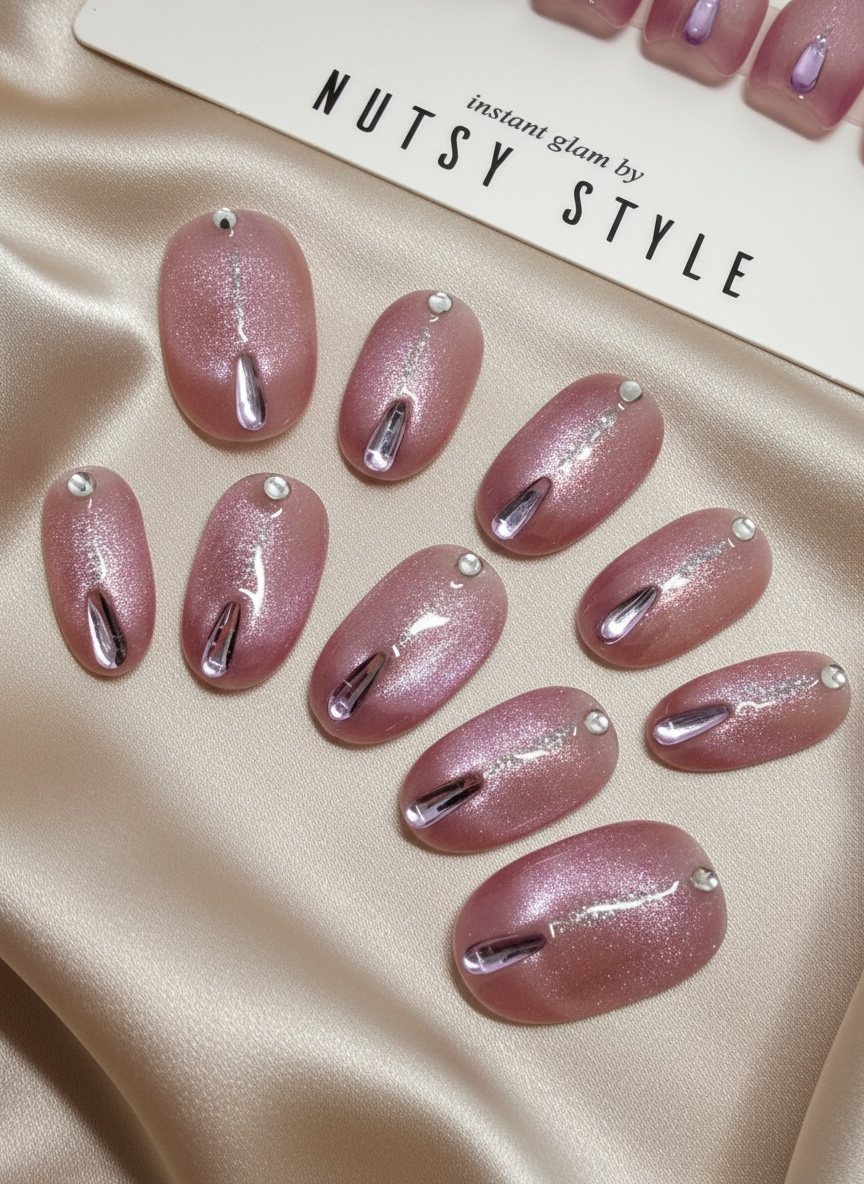 No. 6 – Rosé Glimmer Drop (Short Oval)