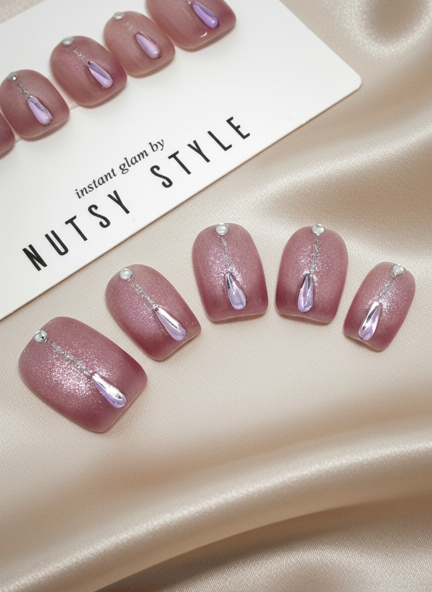 No. 5 – Rosé Glimmer Drop (Short Square)