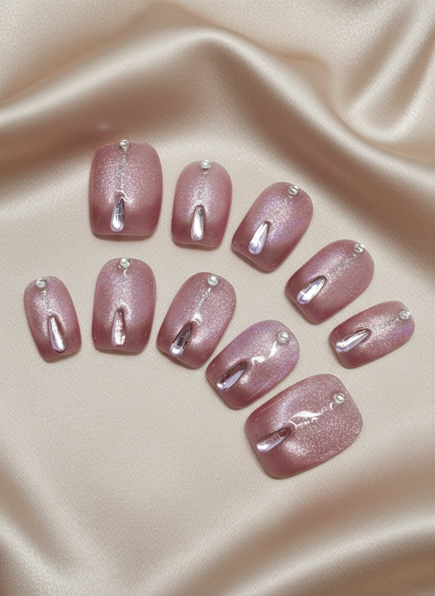 No. 5 – Rosé Glimmer Drop (Short Square)