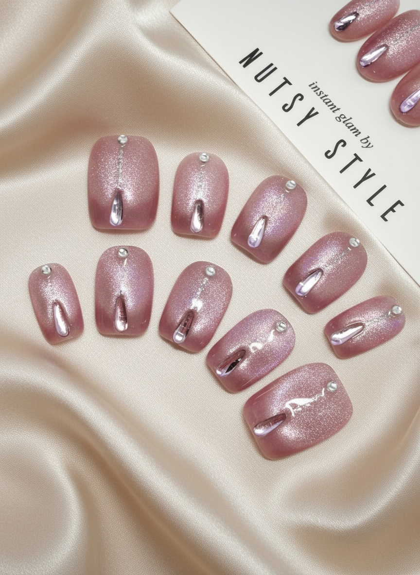 No. 5 – Rosé Glimmer Drop (Short Square)