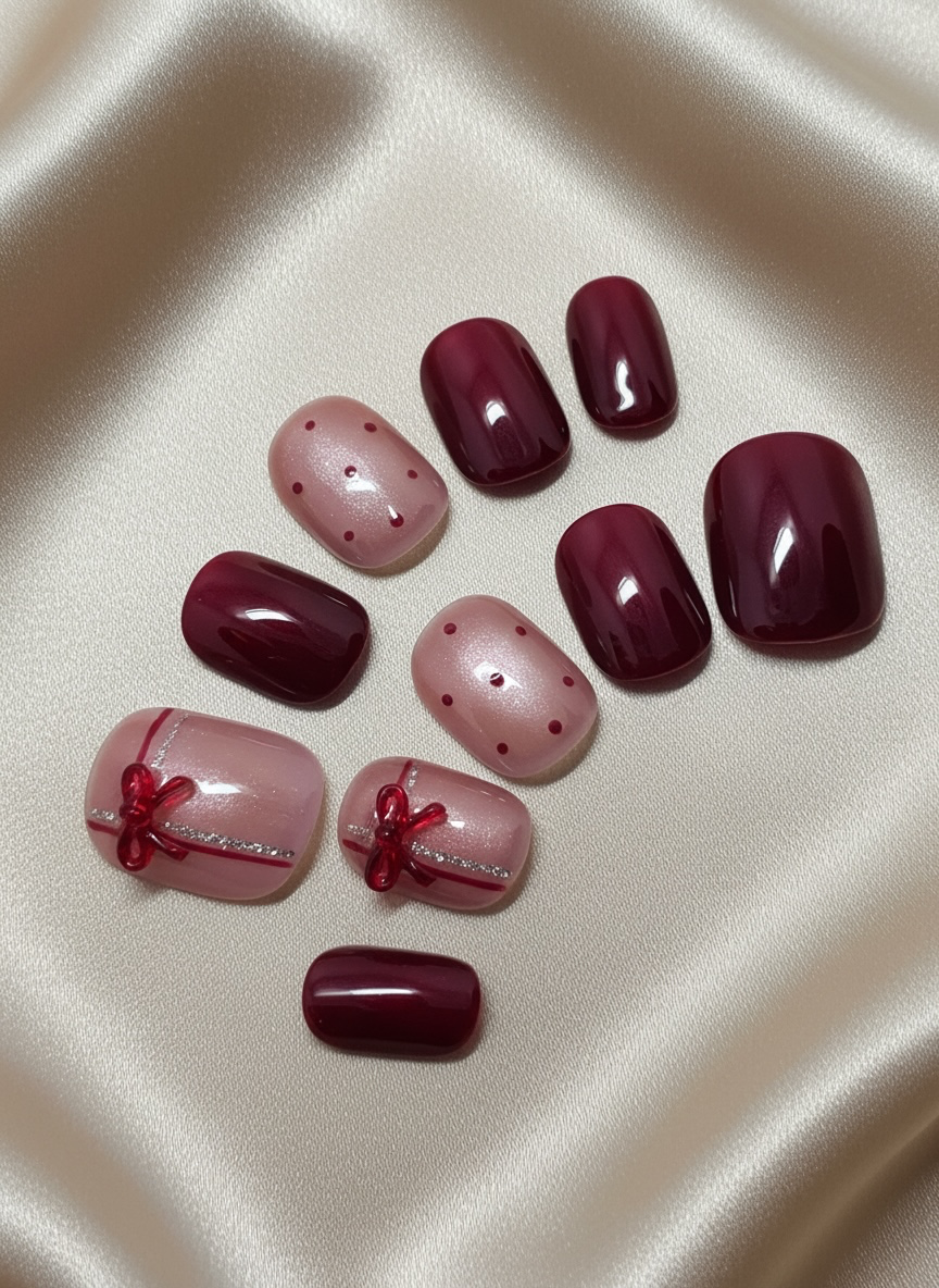 No. 42 – Ribbon Romance (Extra Short Squoval)