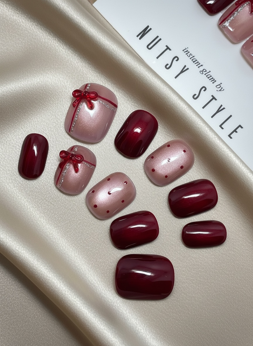 No. 42 – Ribbon Romance (Extra Short Squoval)