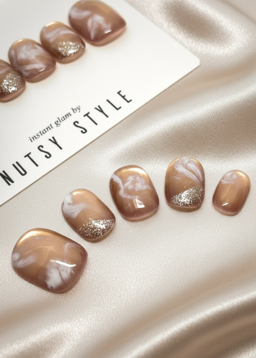 No. 1 – Italian Beige Marble (Extra Short Squoval)