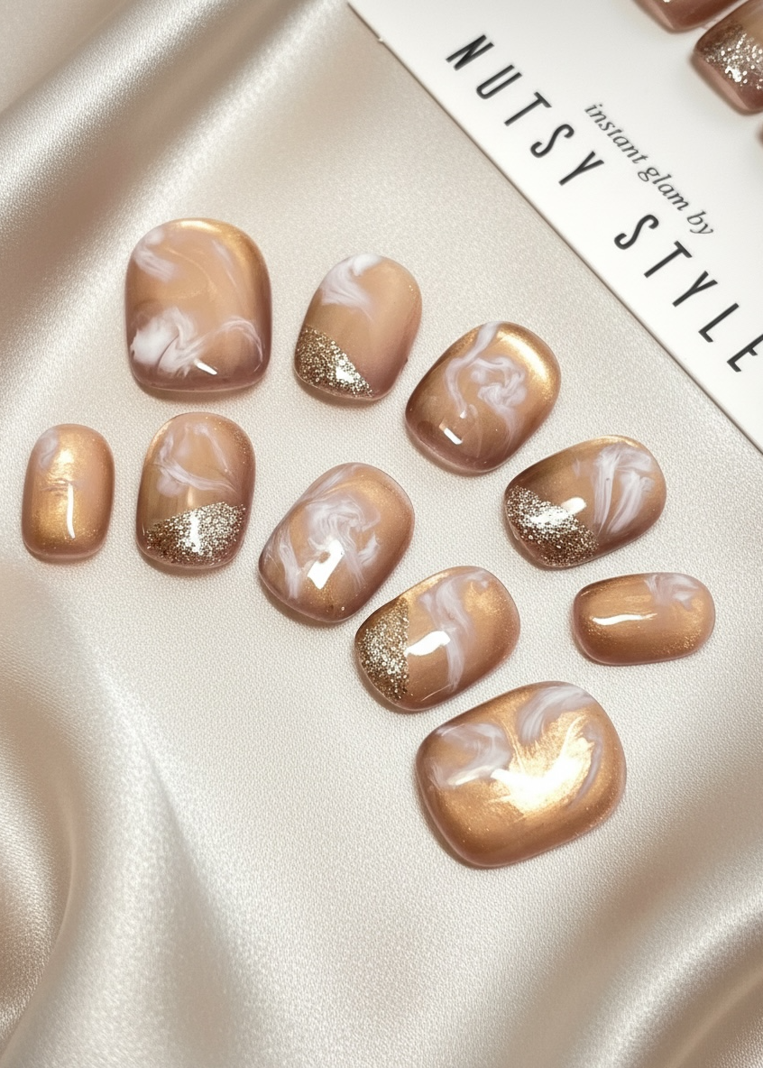 No. 1 – Italian Beige Marble (Extra Short Squoval)