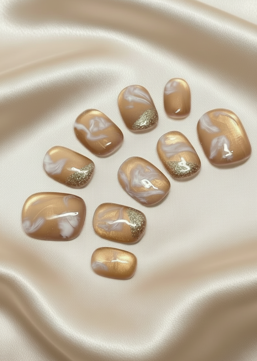 No. 1 – Italian Beige Marble (Extra Short Squoval)