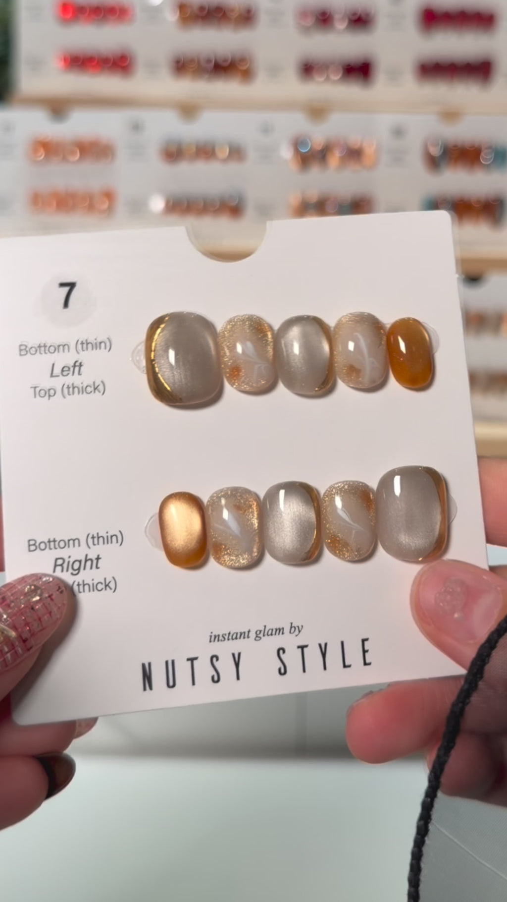 No. 7 – Golden Veil Marble (Extra Short Squoval)
